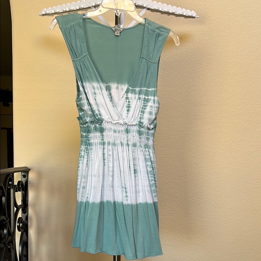 Guess Teal and White Tie-Dye Dress